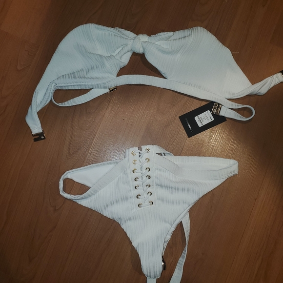 Lowkey Vacation Lace Up 2 Piece Bikini - White - Picture 3 of 3